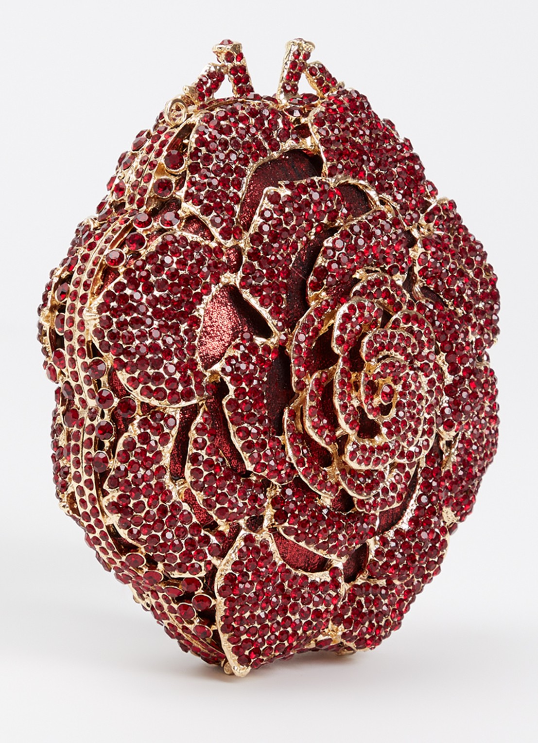 Dune London Floral clutch met strass - achterkant 5 donkerrood