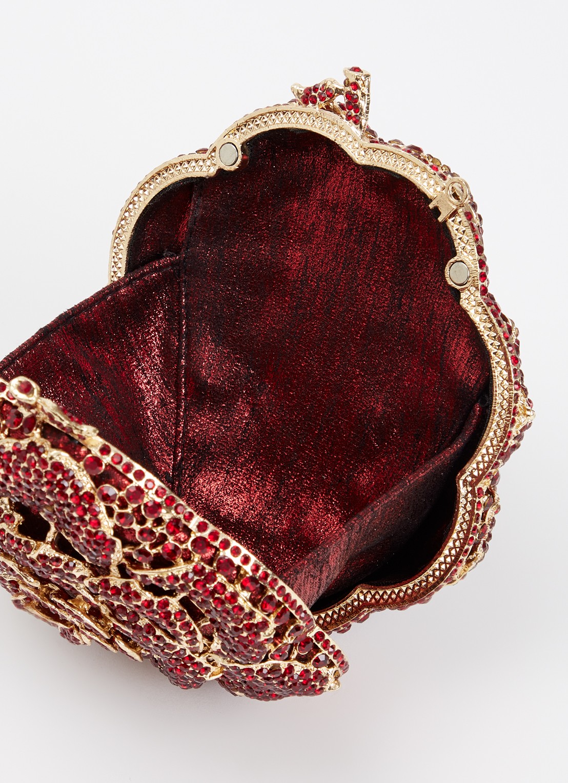 Dune London Floral clutch met strass - detail donkerrood