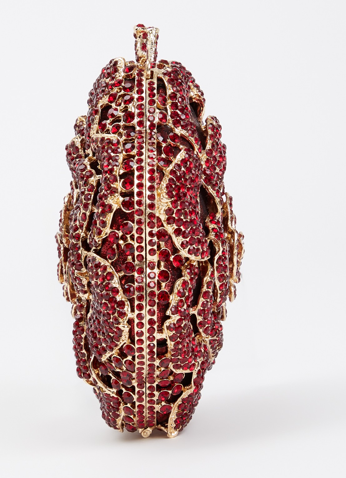 Dune London Floral clutch met strass - detail 2 donkerrood
