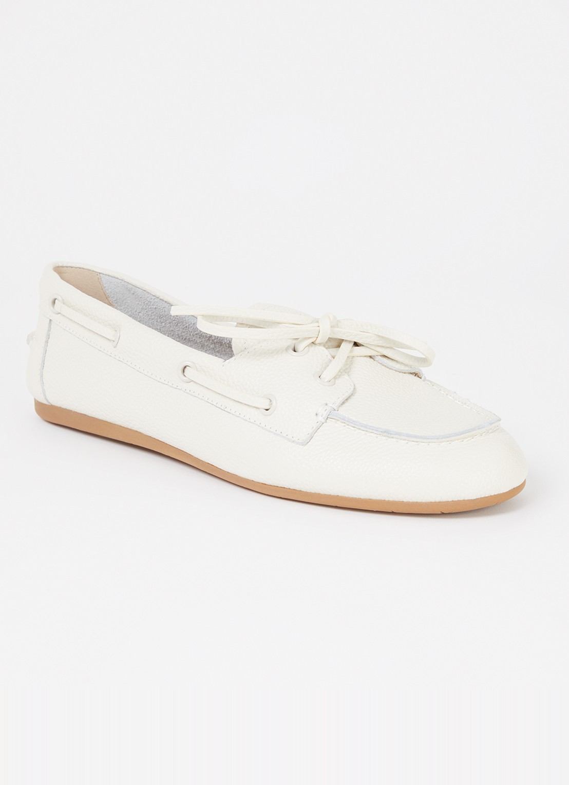 Dune London Gala bootschoen van leer - voorkant gebroken wit