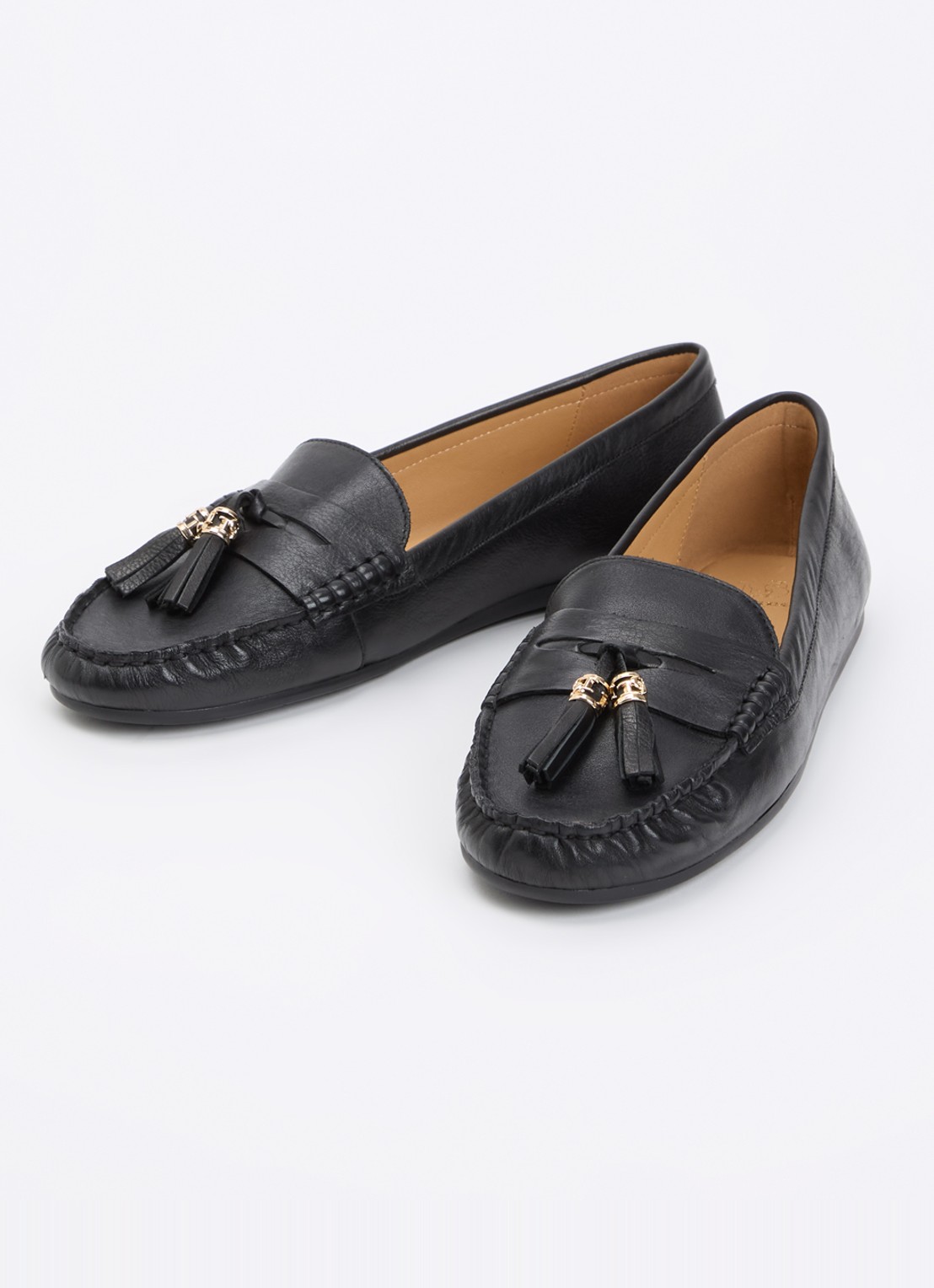 Dune London Geen mocassin van leer met franjes - detail 2 zwart