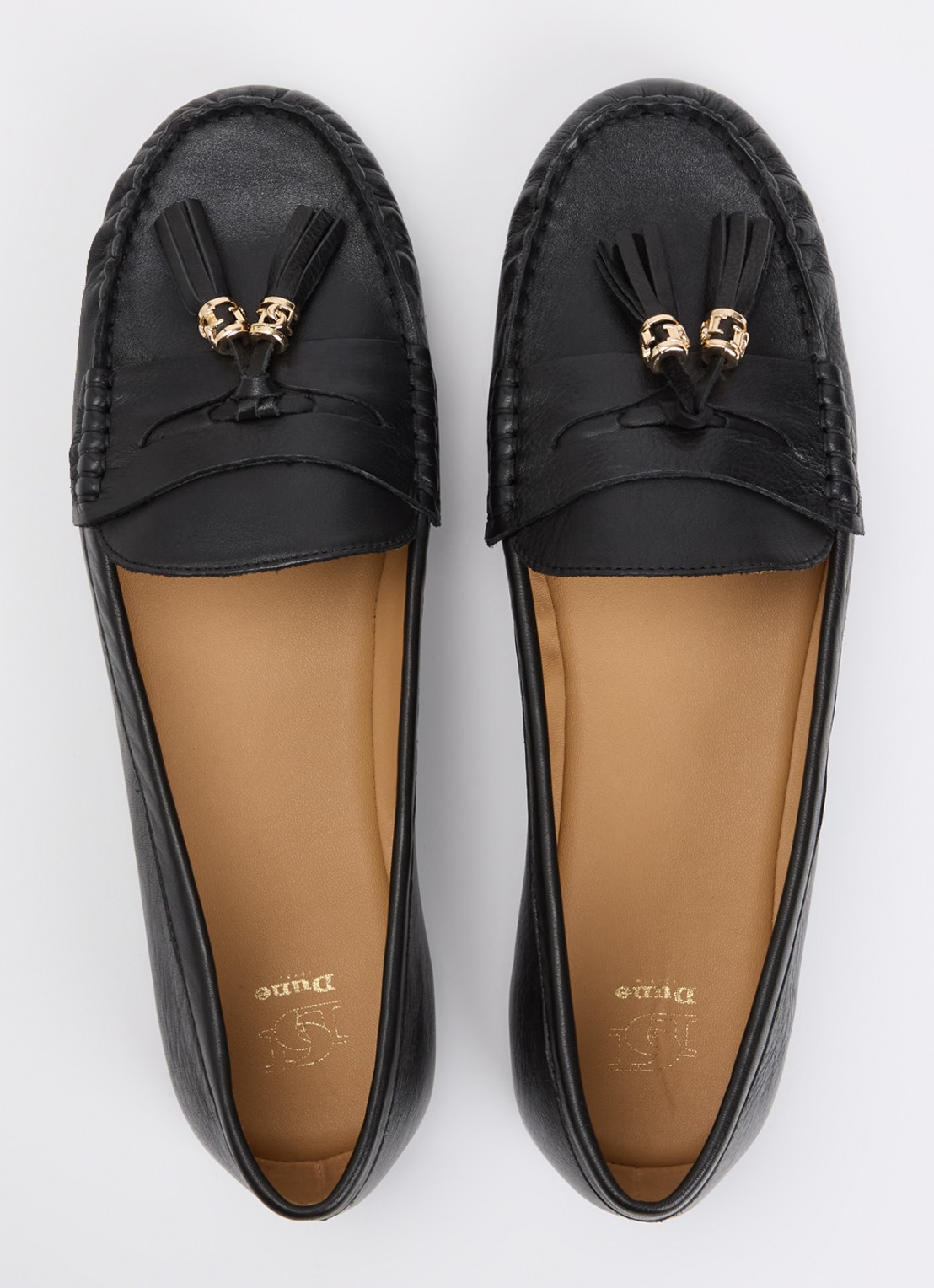 Dune London Geen mocassin van leer met franjes - detail 3 zwart