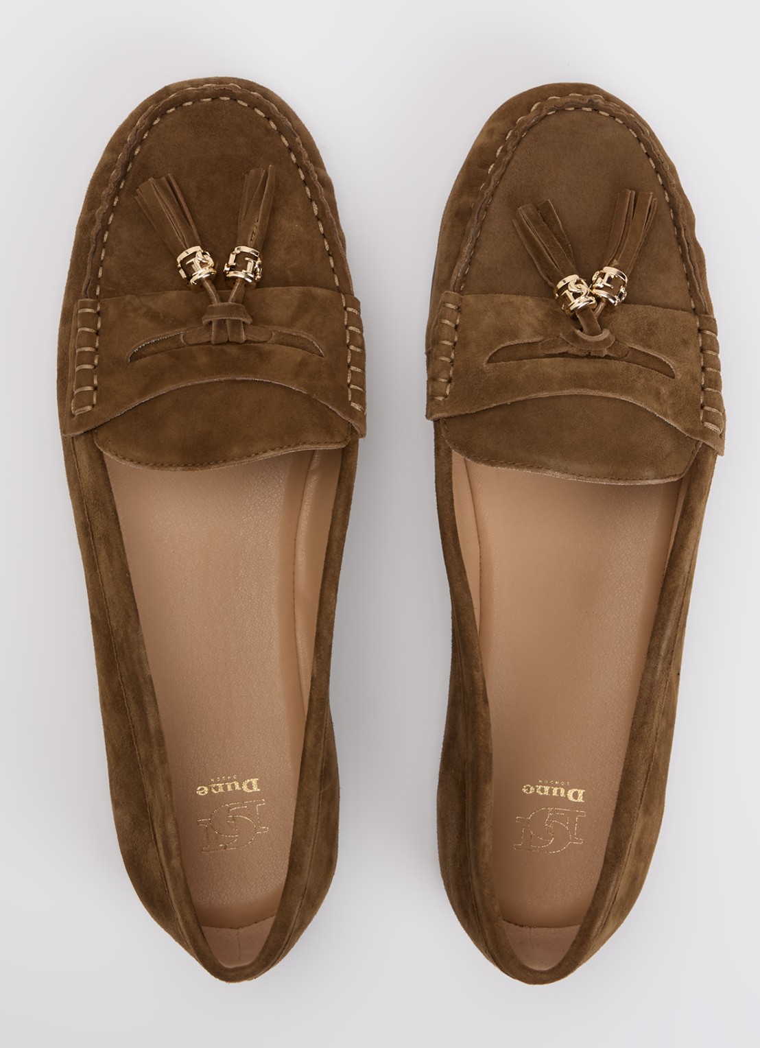 Dune London Geen mocassin van leer met franjes - detail 2 bruin
