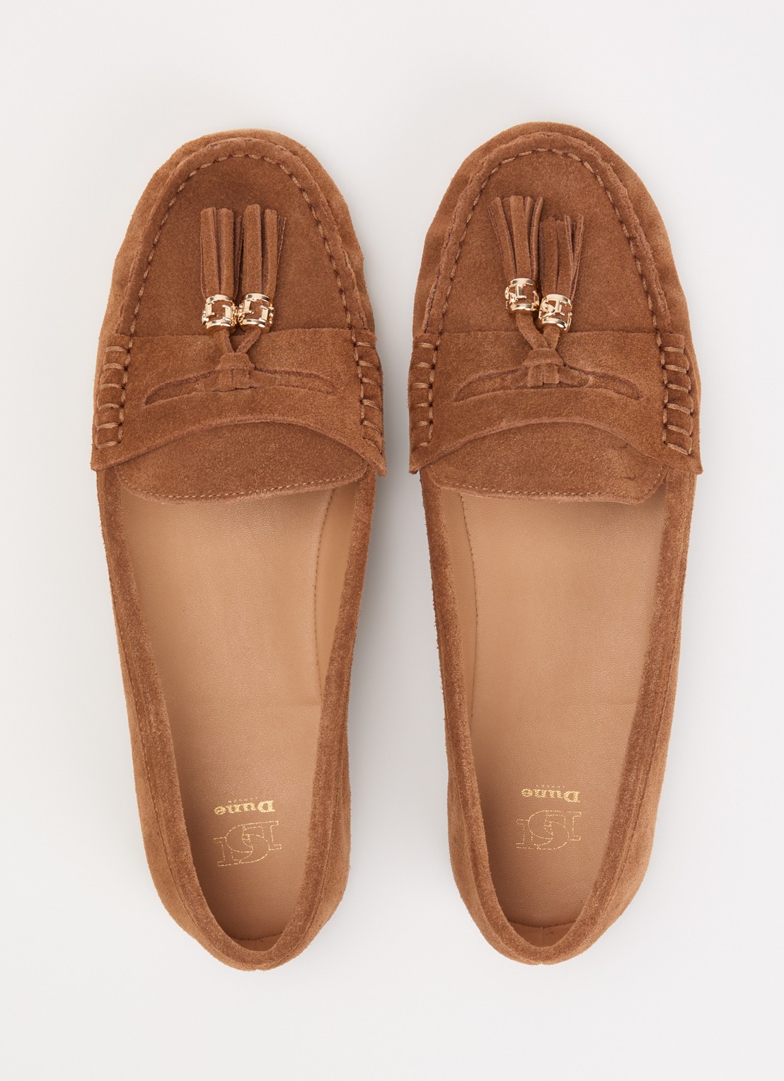 Dune London Geen mocassin van leer met franjes - detail 3 cognac