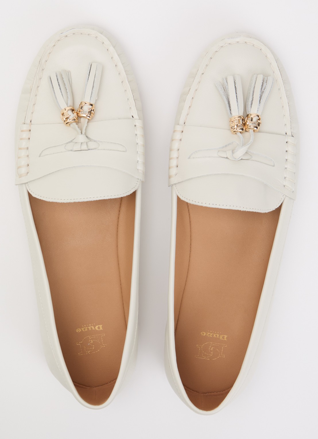 Dune London Geen mocassin van leer met franjes - detail 4 gebroken wit