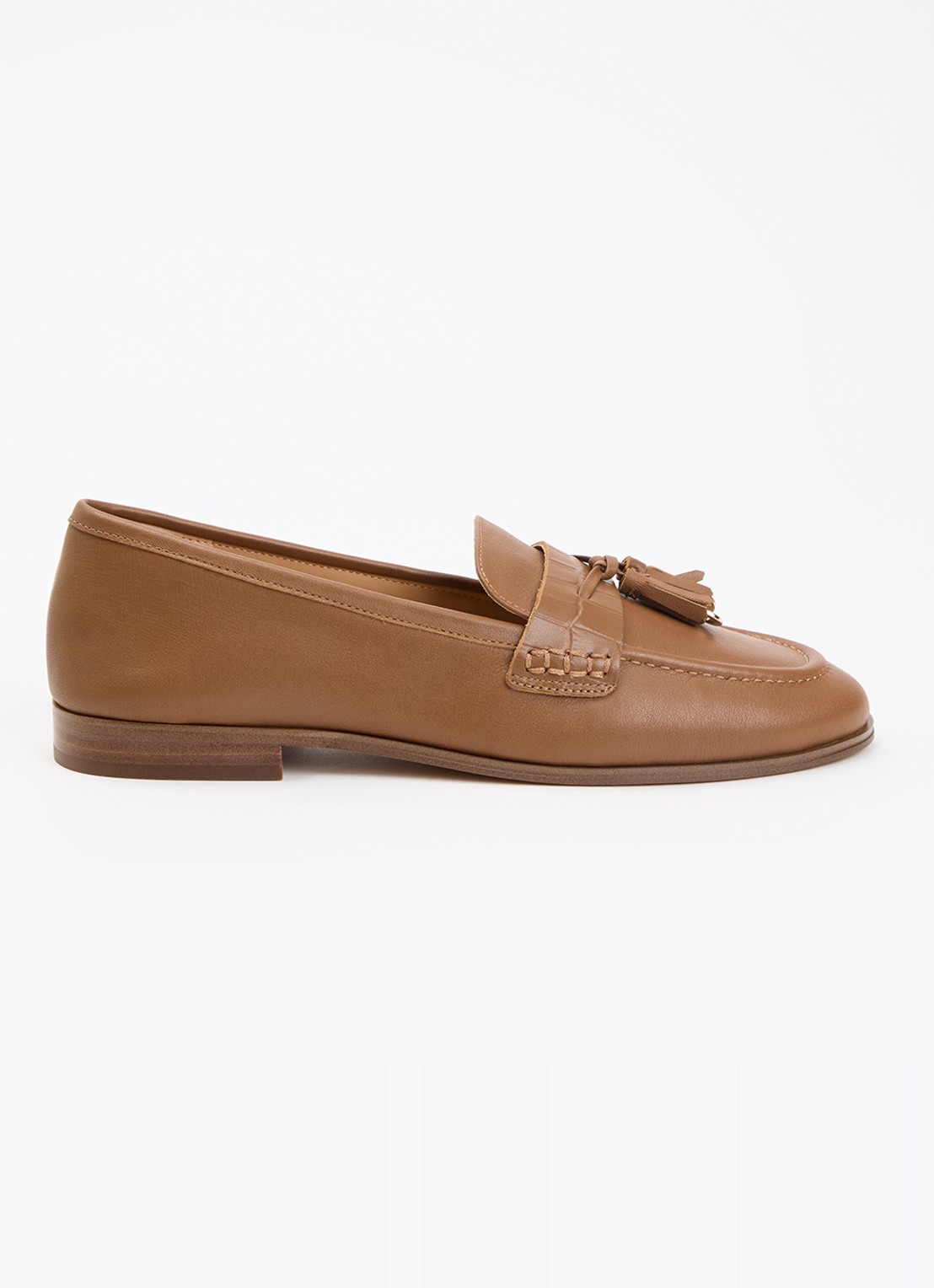 Dune London Giavonni loafer van leer - voorkant bruin
