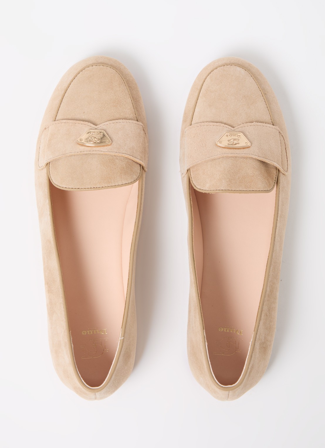 Dune London Gina loafer van leer met logo - detail 2 beige
