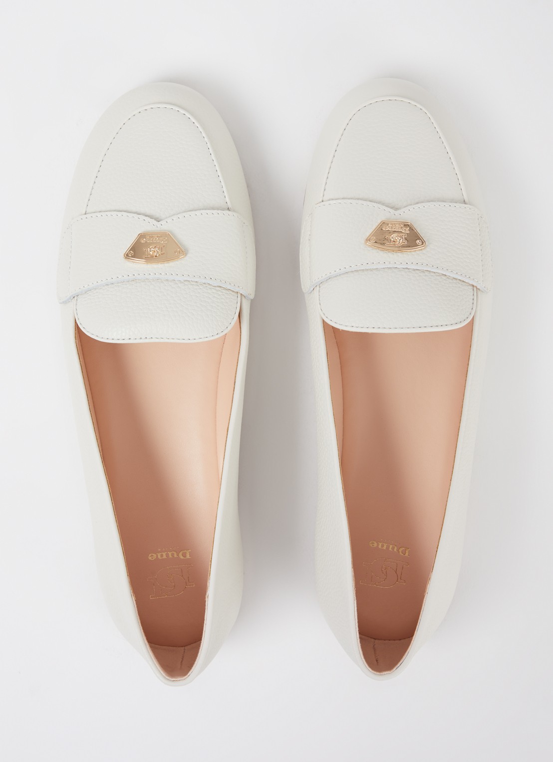 Dune London Gina loafer van leer met logo - detail 2 gebroken wit