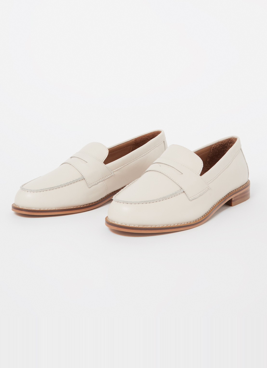 Dune London Ginelli loafer van leer  - detail creme