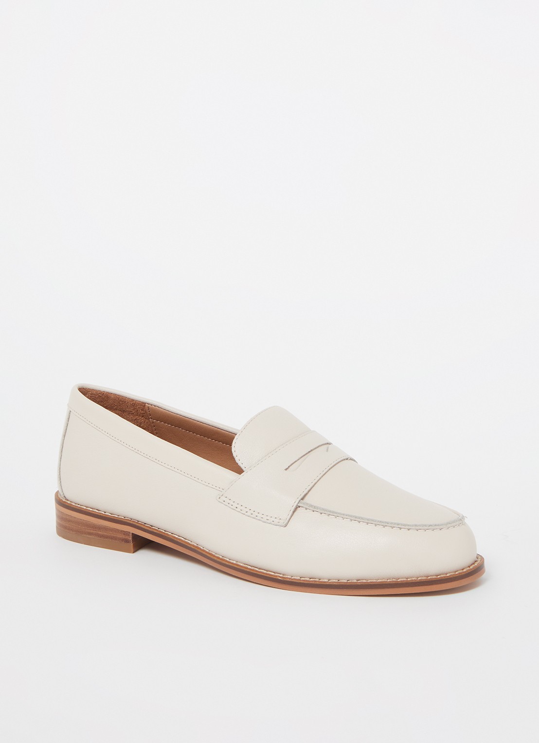 Dune London Ginelli loafer van leer  - voorkant 5 creme