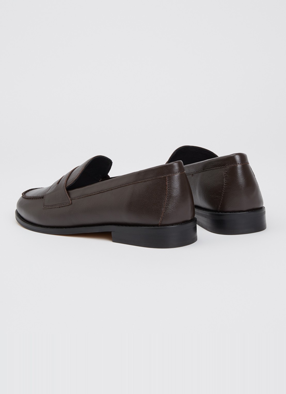 Dune London Ginelli loafer van leer  - achterkant donkerbruin