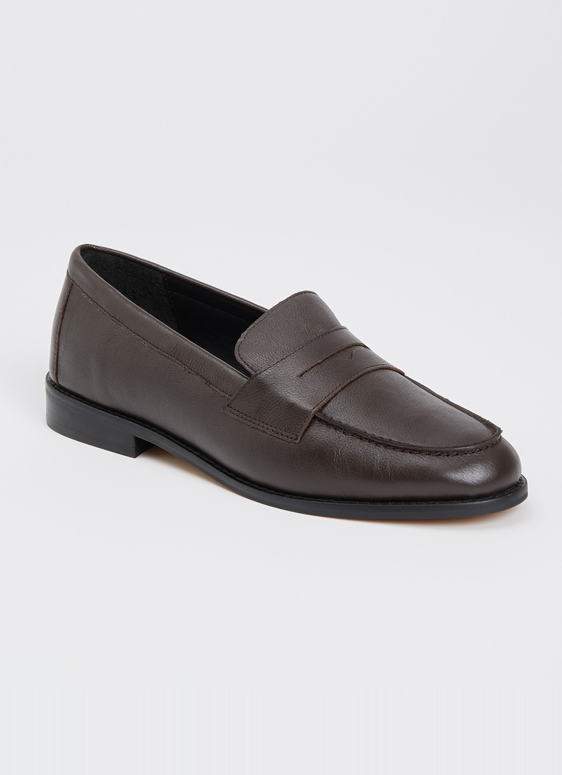 Dune London Ginelli loafer van leer  - voorkant 2 donkerbruin