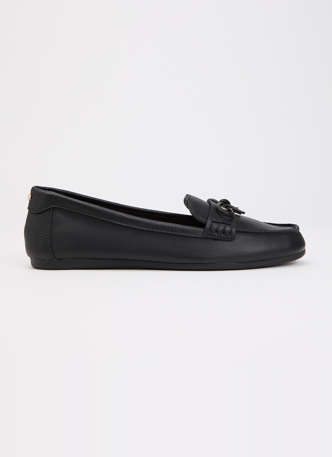 Dune London Girella mocassin van leer met strikdetail - voorkant 4 zwart