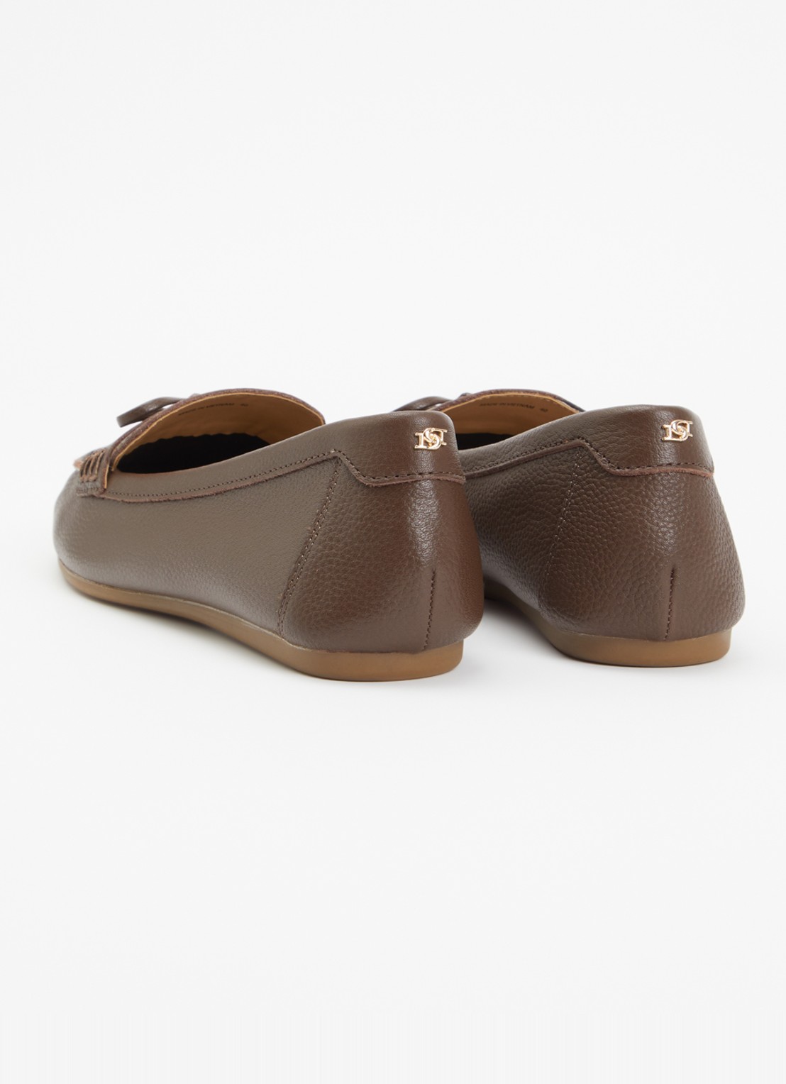Dune London Girella mocassin van leer met strikdetail - achterkant 5 chocoladebruin