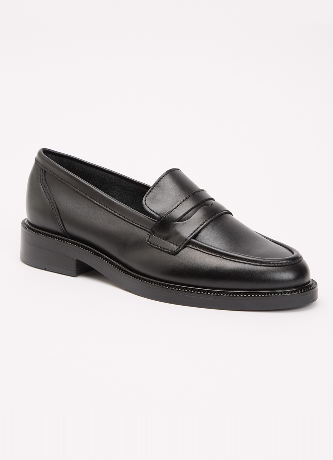 Dune London Giya loafer van leer - voorkant zwart