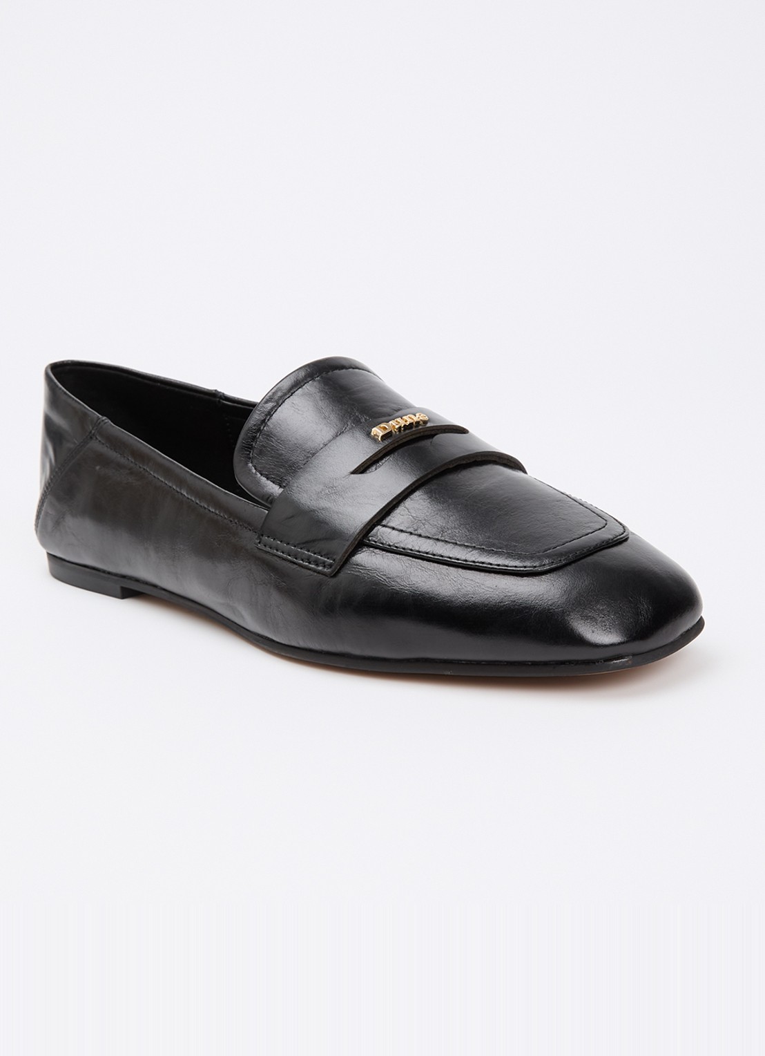 Dune London Glances loafer van leer - voorkant 2 zwart