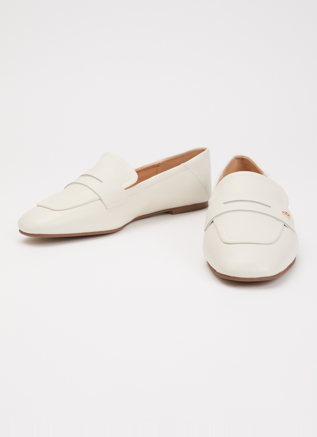 Dune London Glances loafer van leer - detail wit