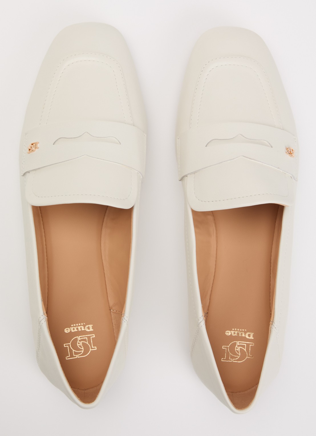 Dune London Glances loafer van leer - detail 2 wit