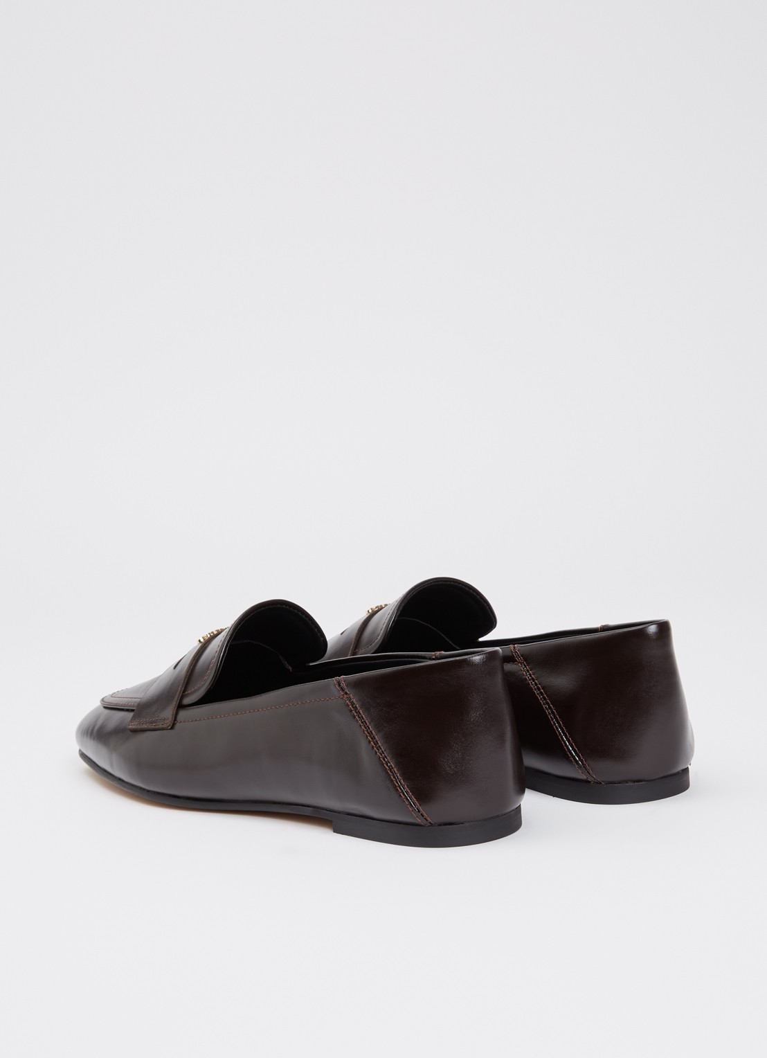Dune London Glances loafer van leer - achterkant 2 donkerbruin