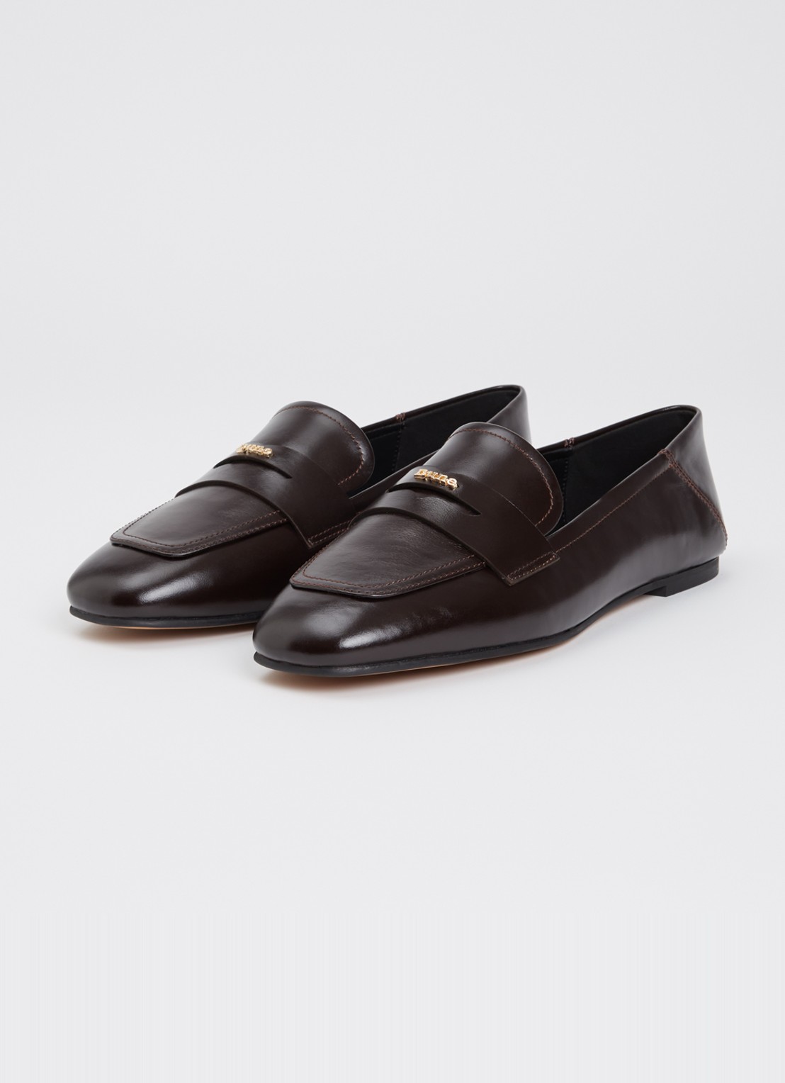 Dune London Glances loafer van leer - detail 3 donkerbruin