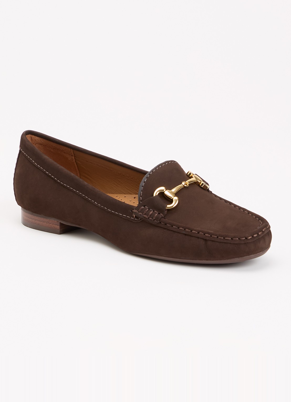 Dune London Glenniee loafer van suède - voorkant 2 donkerbruin