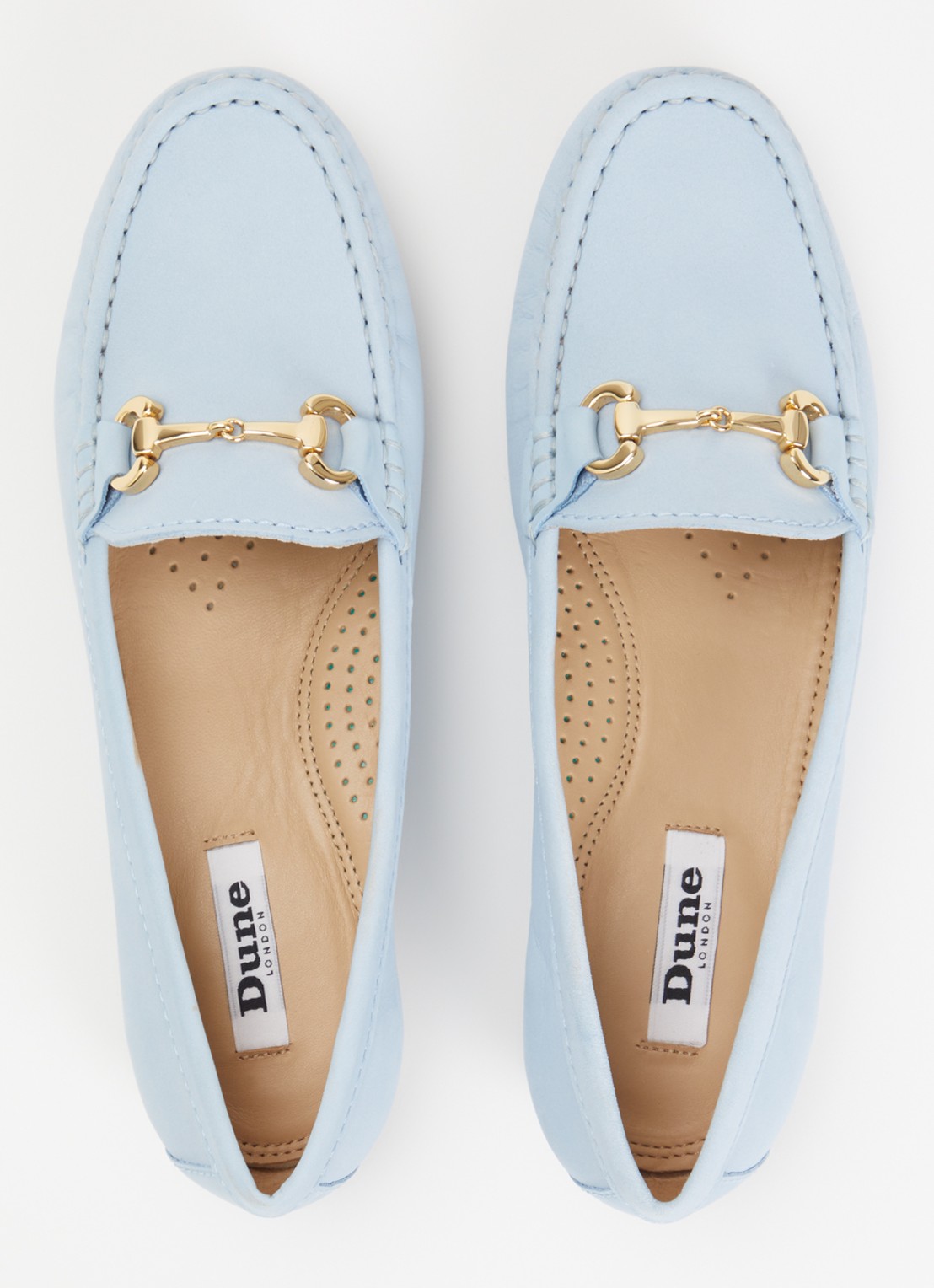 Dune London Glenniee loafer van suède - detail 2 lichtblauw