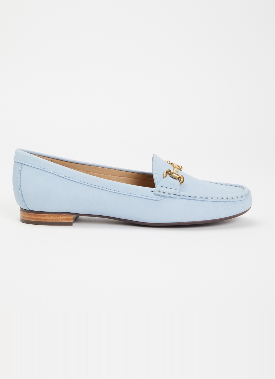 Dune London Glenniee loafer van suède - voorkant 5 lichtblauw