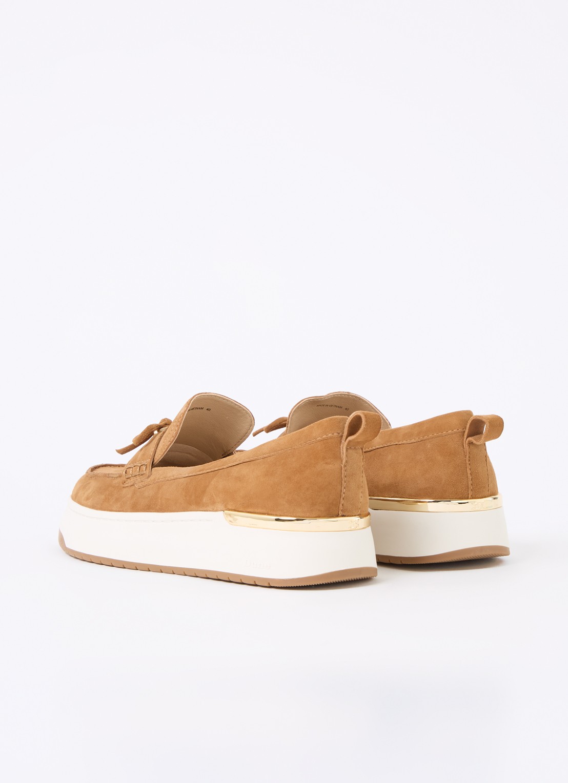 Dune London Glide loafer van leer - achterkant 2 camel