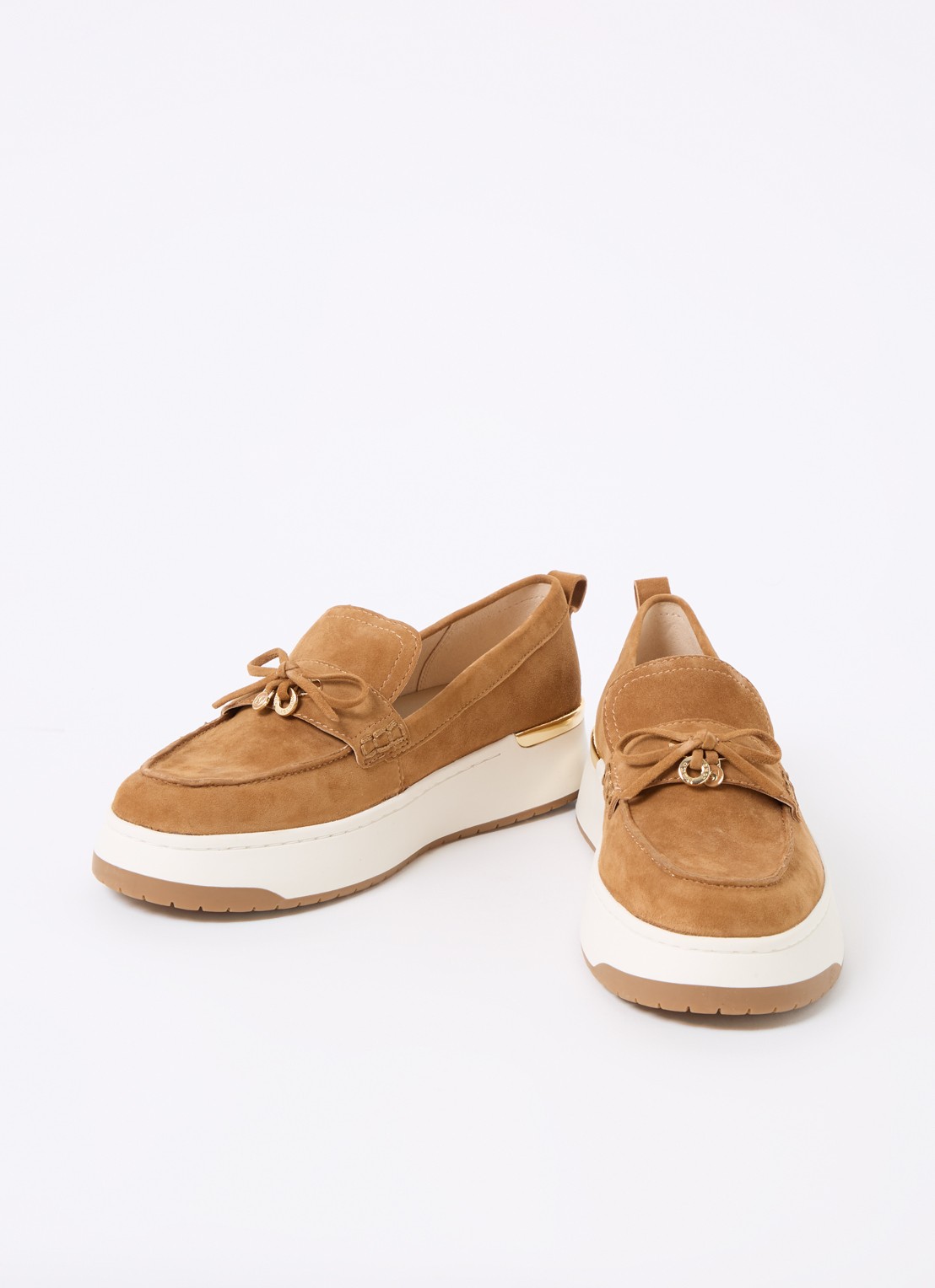 Dune London Glide loafer van leer - detail 3 camel