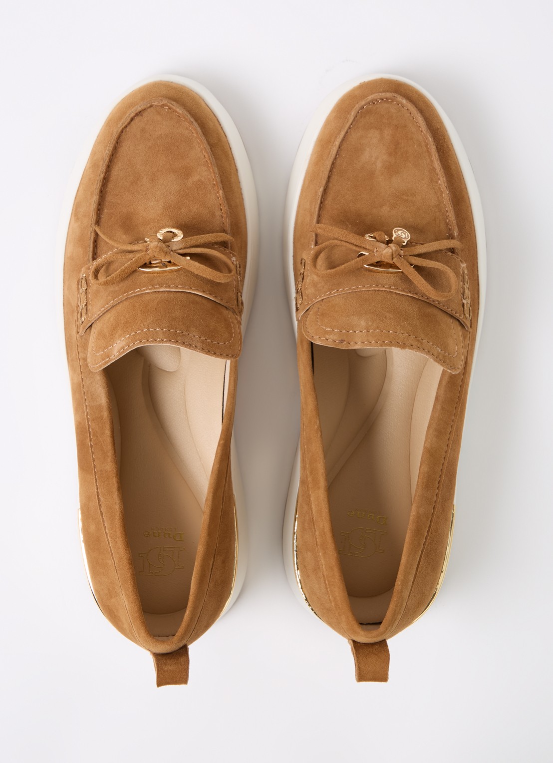 Dune London Glide loafer van leer - detail 4 camel