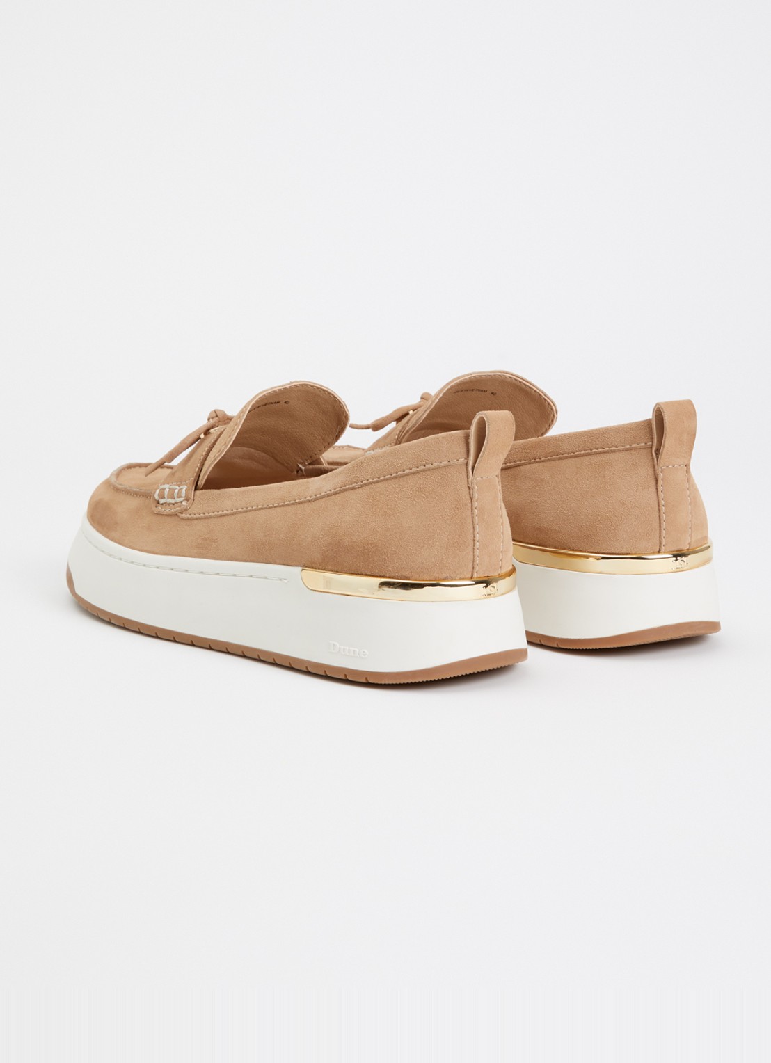 Dune London Glide loafer van leer - achterkant beige