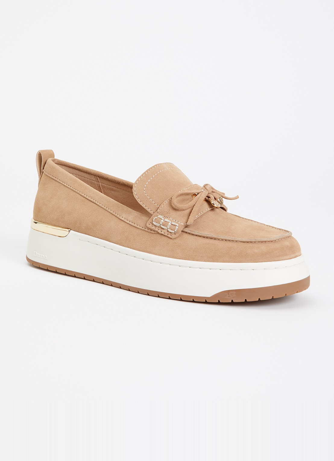 Dune London Glide loafer van leer - voorkant 5 beige