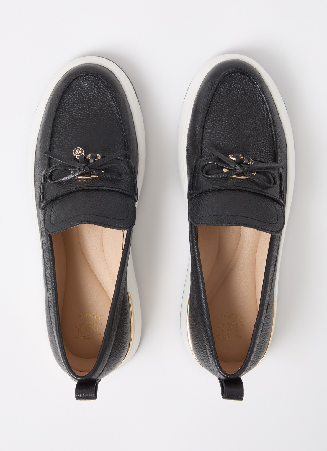 Dune London Glide loafer van leer - detail 2 zwart