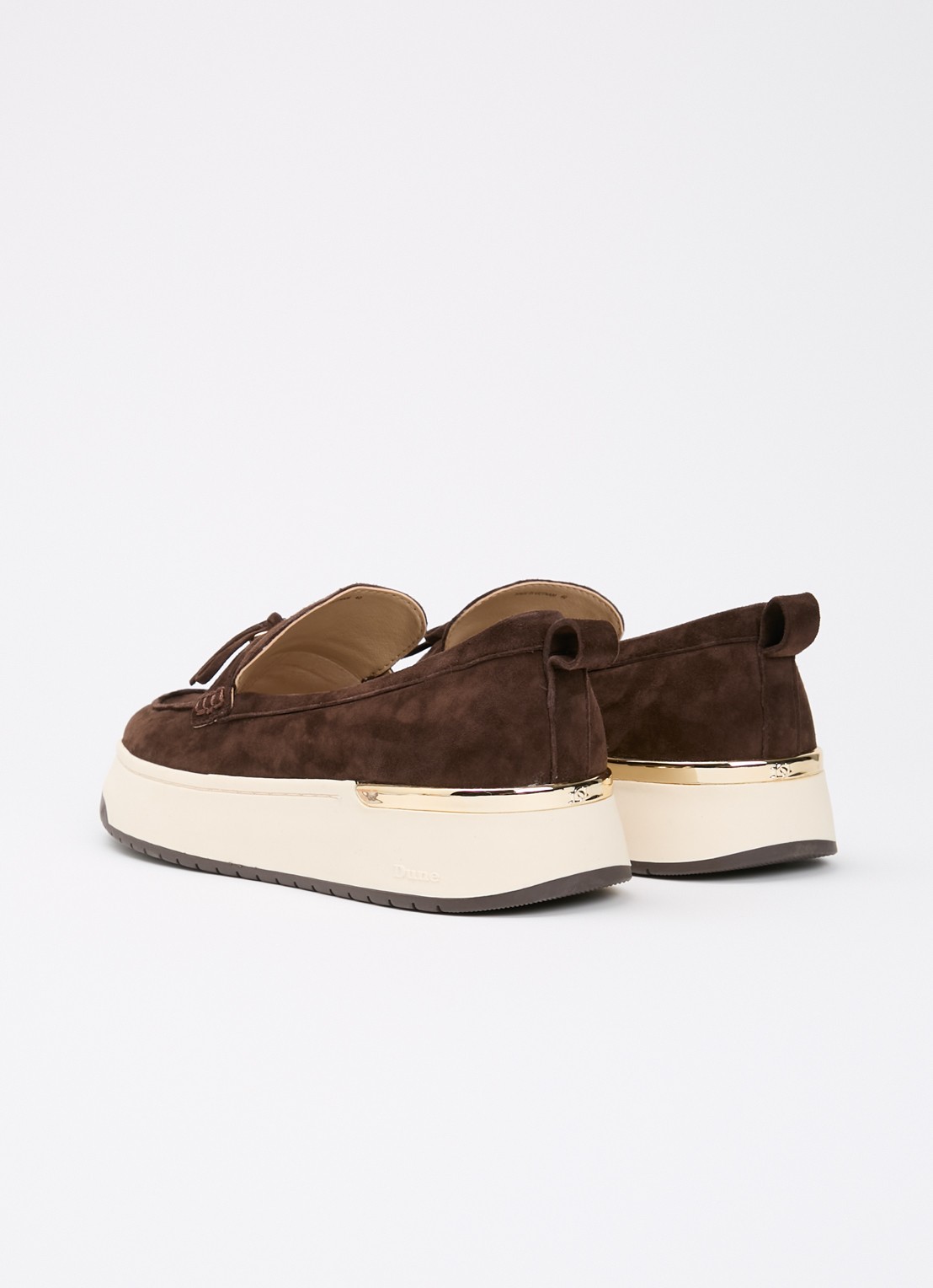 Dune London Glide loafer van leer - achterkant donkerbruin