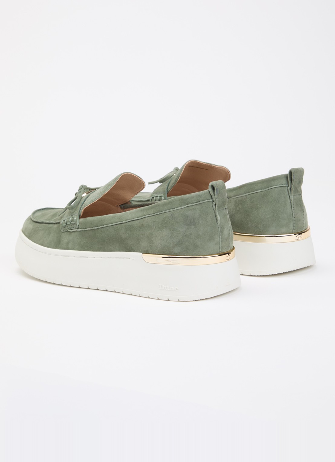 Dune London Glide loafer van leer - achterkant 2 olijfgroen