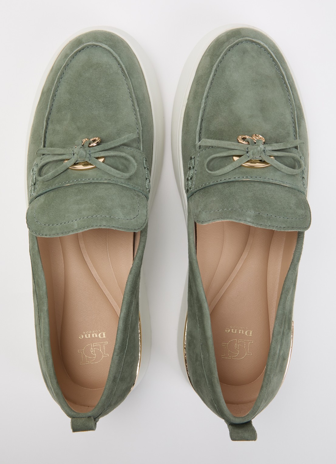 Dune London Glide loafer van leer - detail 4 olijfgroen