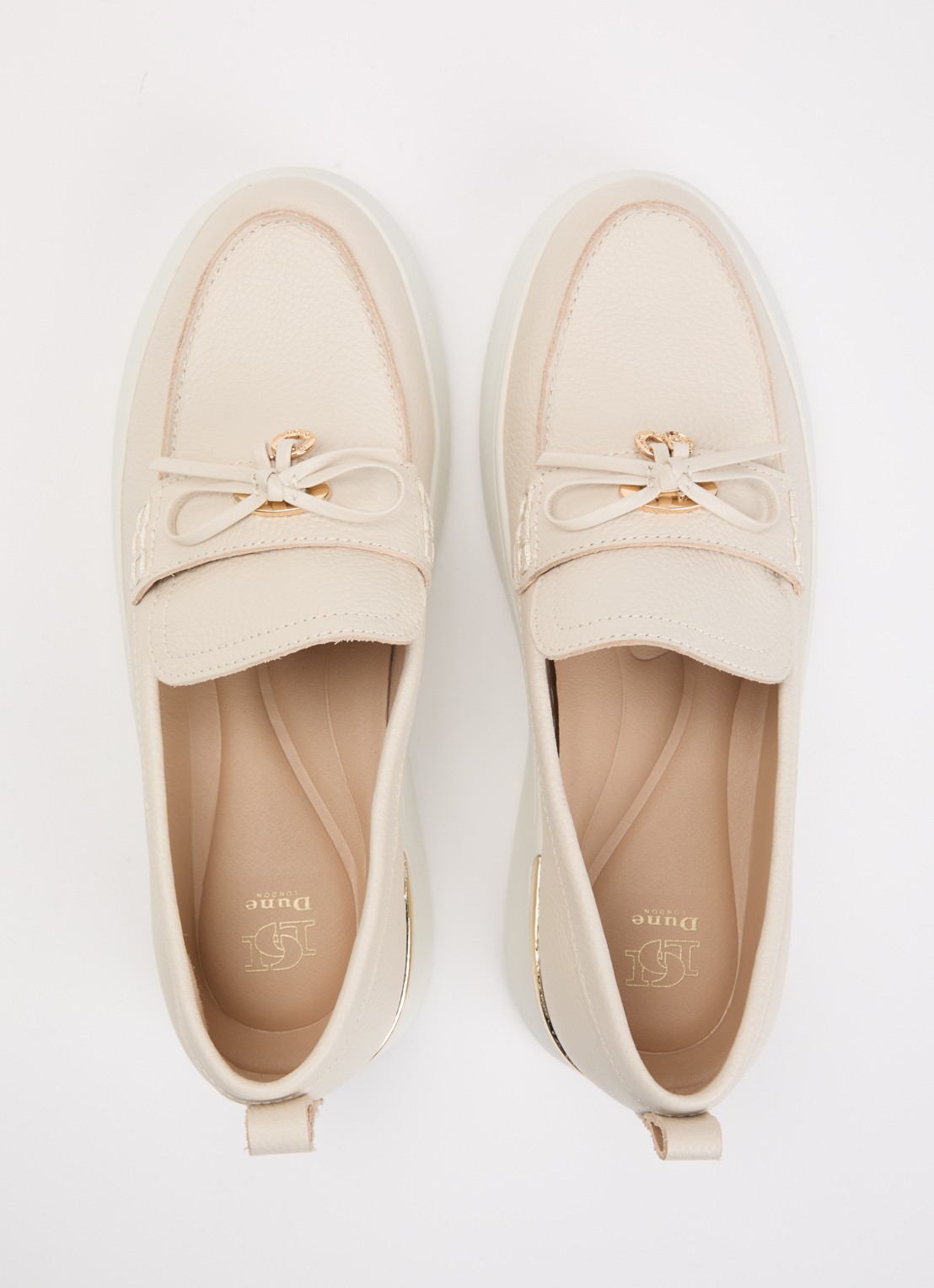 Dune London Glide loafer van leer - detail 4 creme