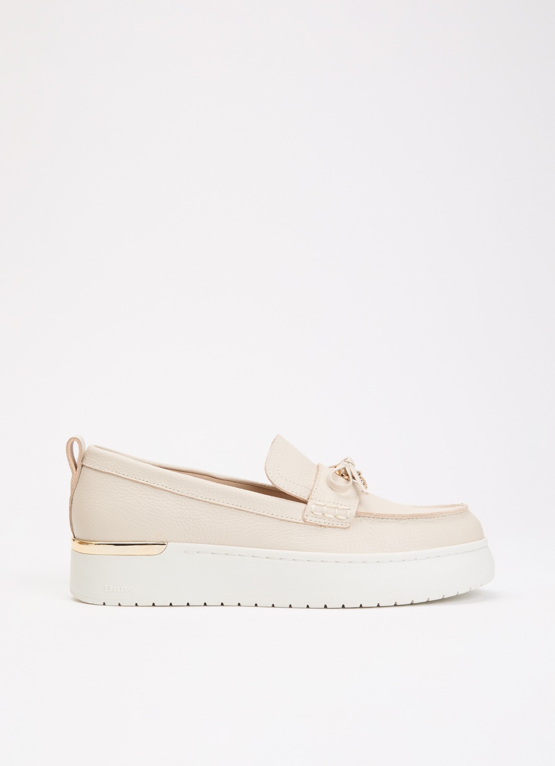 Dune London Glide loafer van leer - voorkant 2 creme