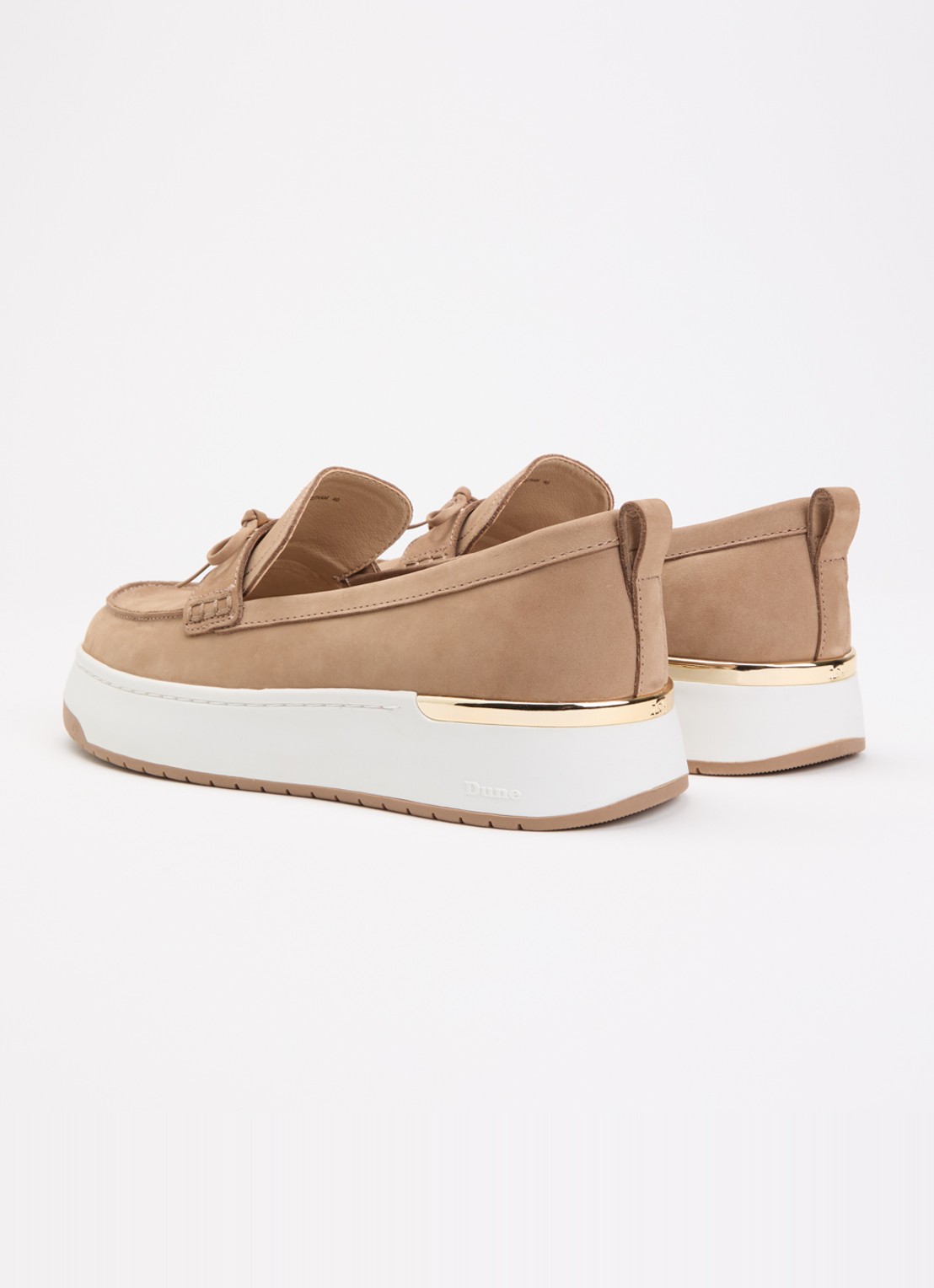 Dune London Glide loafer van leer - achterkant 2 lichtbruin