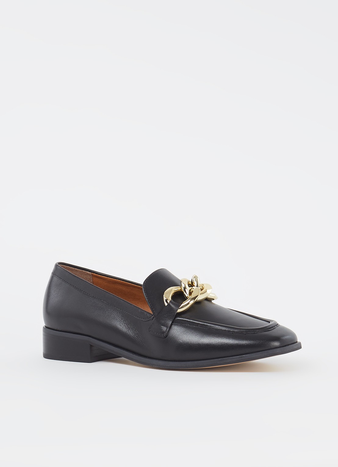 Dune London Glimpse loafer van leer - voorkant 5 zwart