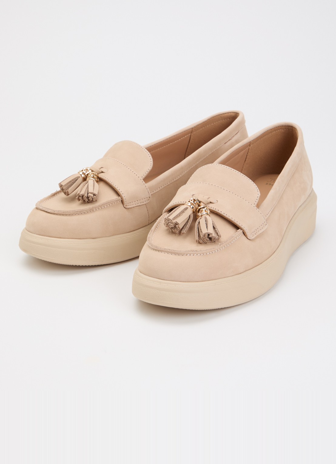 Dune London Glissade loafer van leer met franjes - detail 2 creme