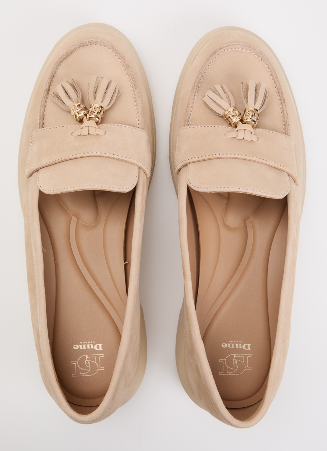 Dune London Glissade loafer van leer met franjes - detail 3 creme