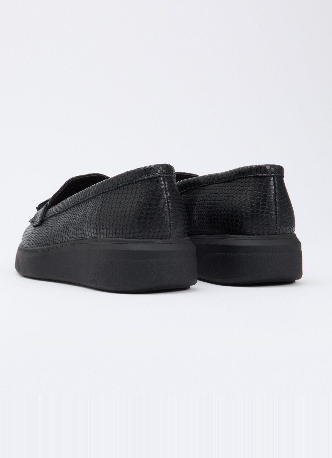 Dune London Glissade loafer van leer met franjes - achterkant zwart