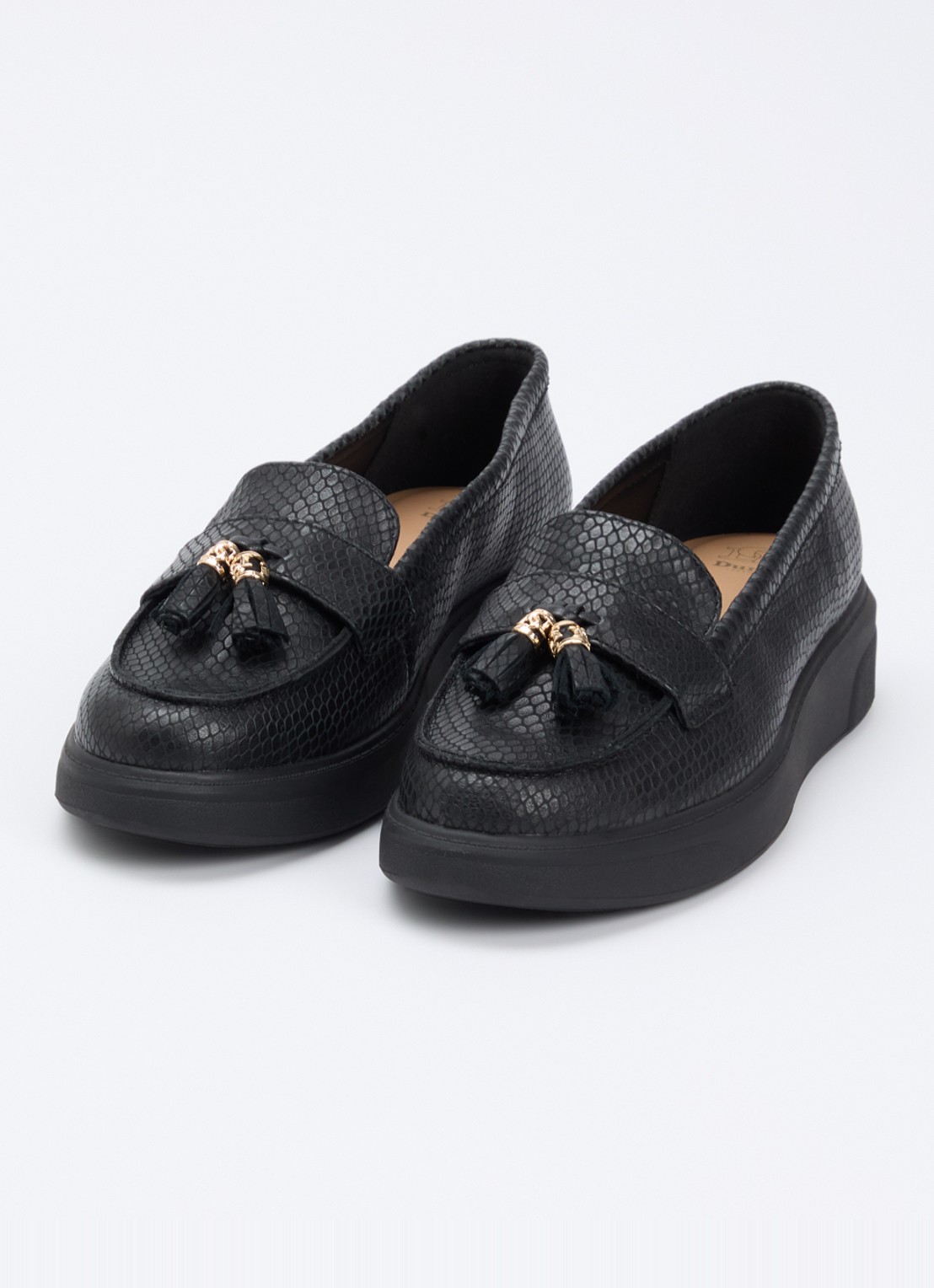 Dune London Glissade loafer van leer met franjes - detail 2 zwart