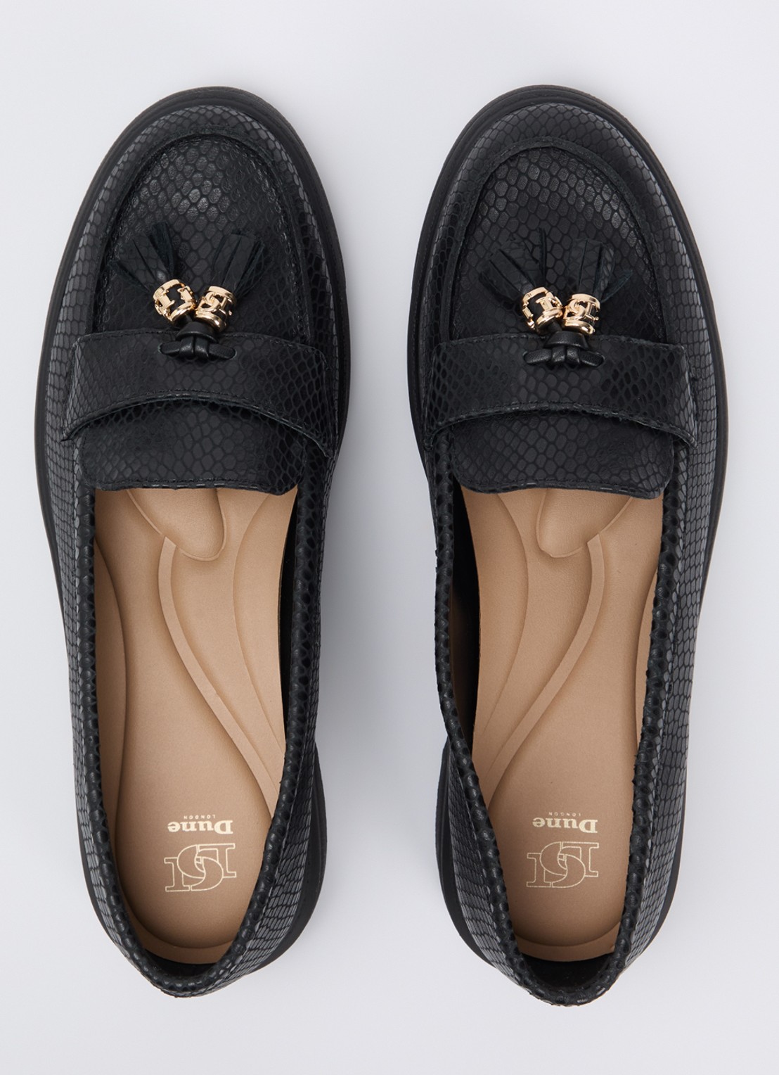 Dune London Glissade loafer van leer met franjes - detail 3 zwart