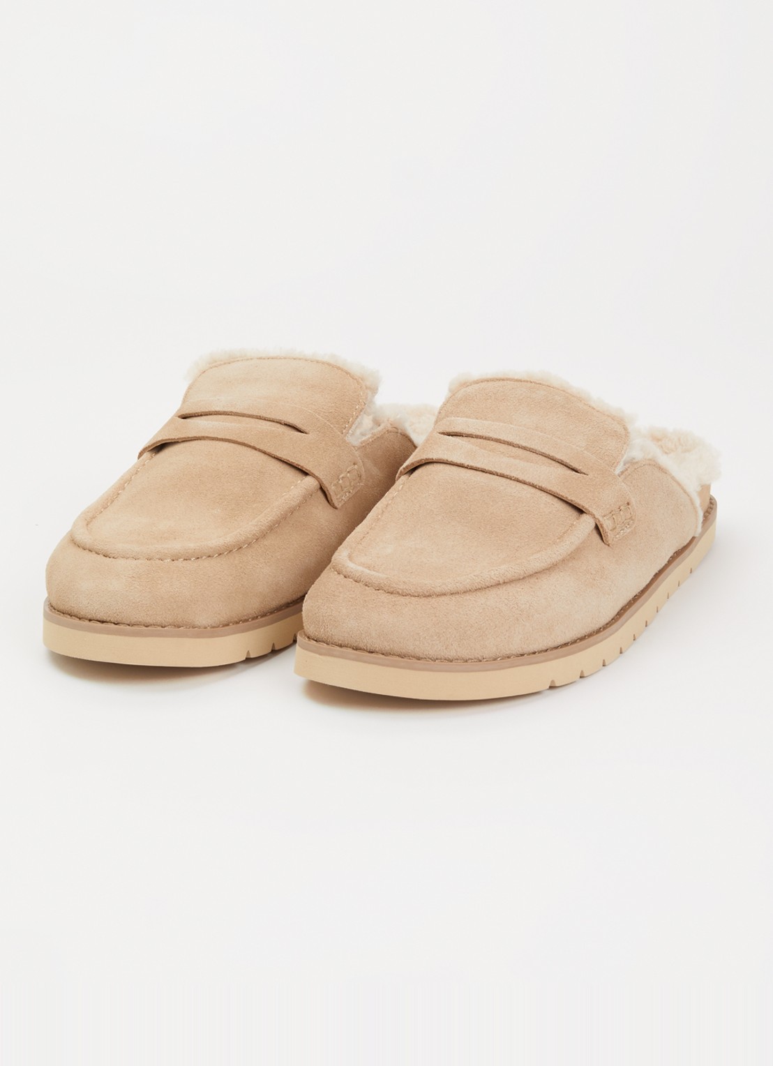 Dune London Goldy muiltje van suède  - detail beige