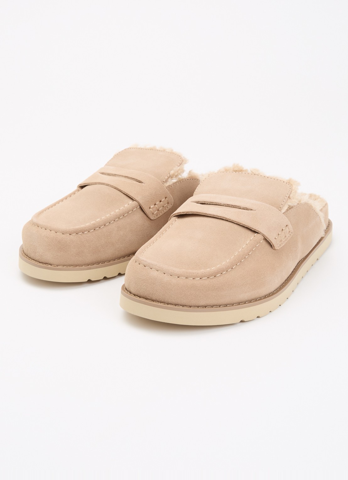 Dune London Goldy muiltje van suède  - detail beige