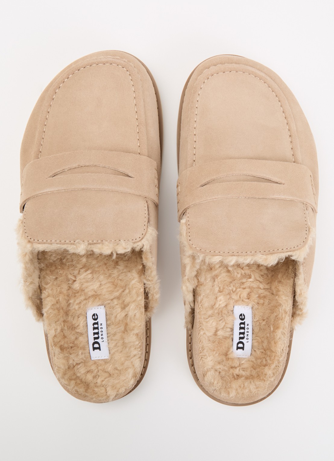 Dune London Goldy muiltje van suède  - detail 2 beige