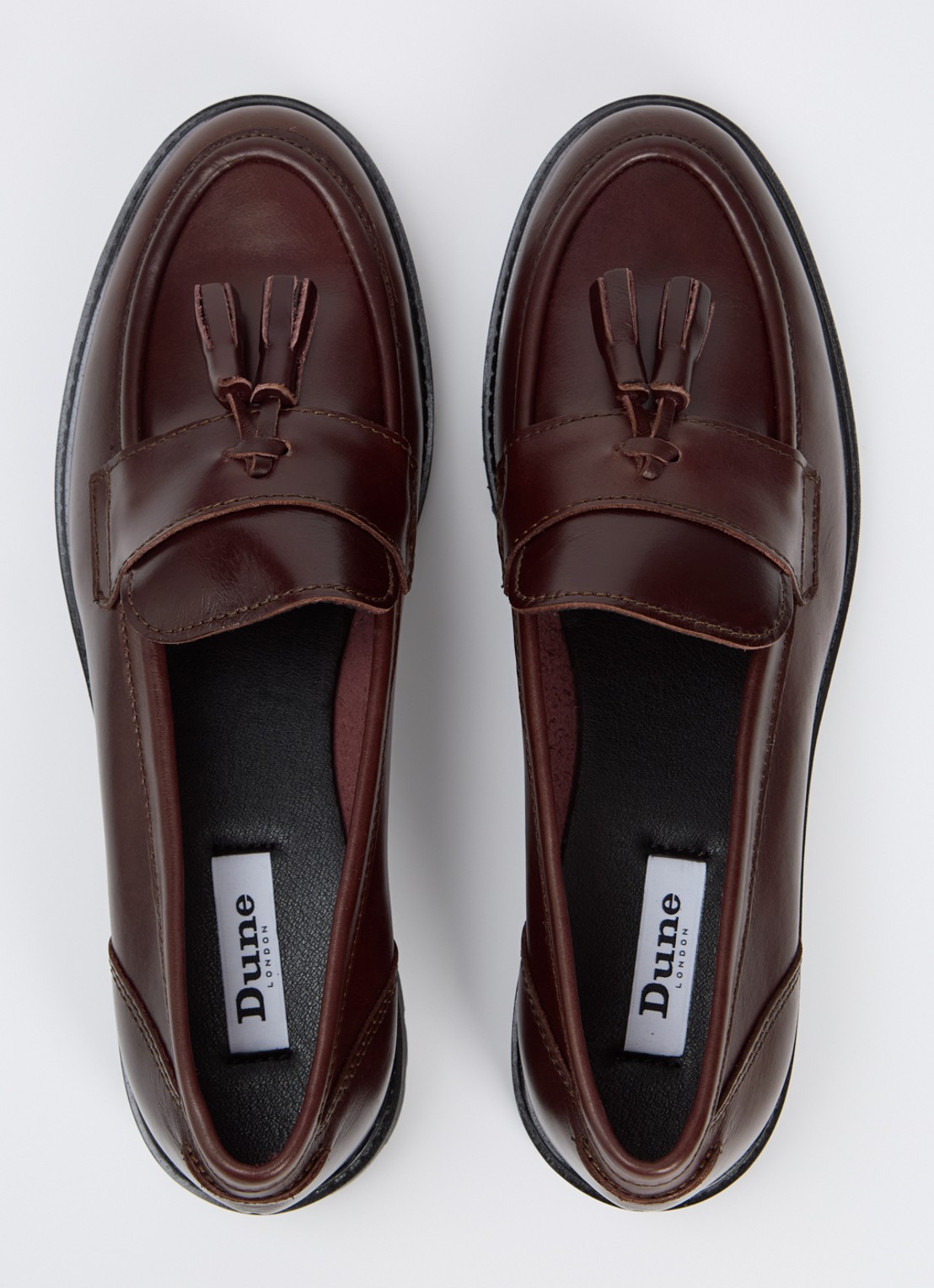 Dune London Gracelyn loafer van leer  - detail 4 roodbruin