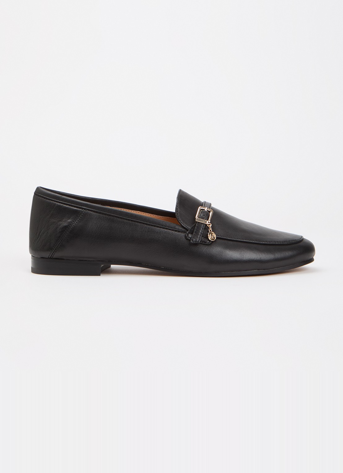 Dune London Greya loafer van leer met gespdetail - voorkant 4 zwart